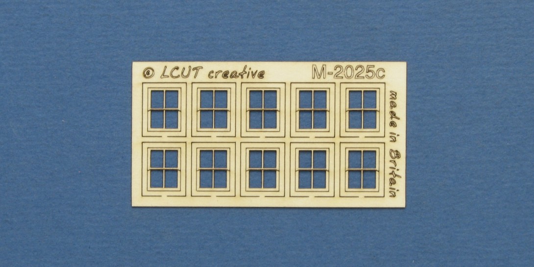 M 20-25c N gauge kit of 10 windows with sash - type 1 Kit of 10 windows with sash. Made from 0.35mm paper.

